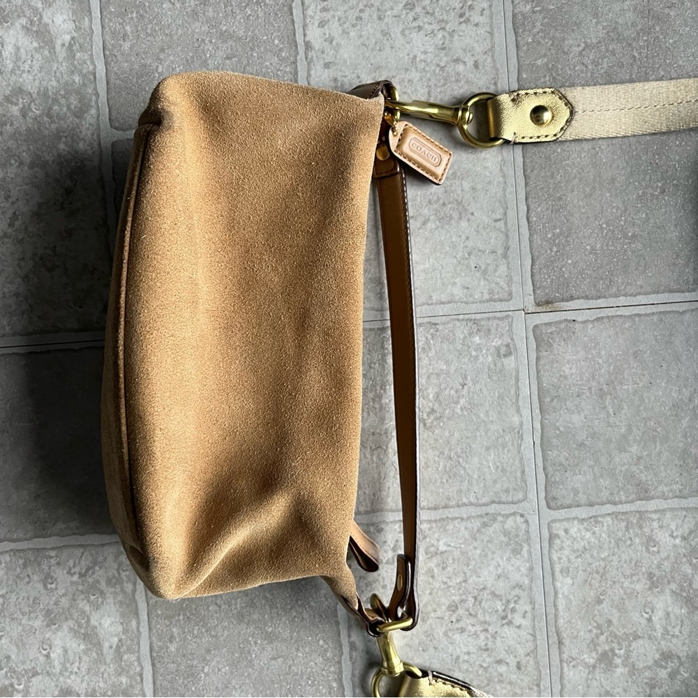 Suede Leatherware Tan Coach Mini Bag Cross Body Strap - Picture 9 of 10